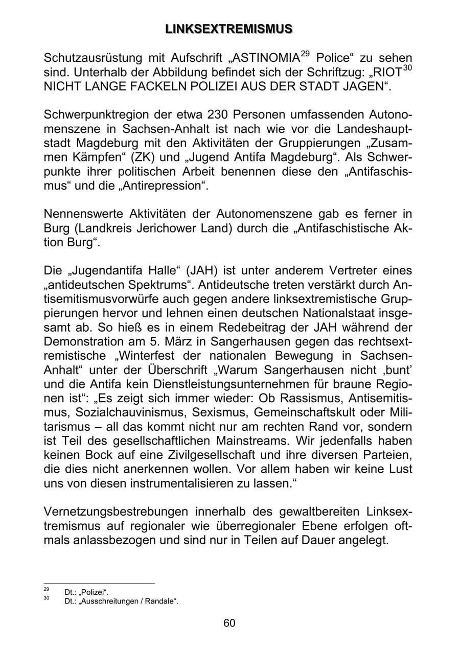 Seite 69 des Verfassungsschutzbericht 2011 Sachsen-Anhalt