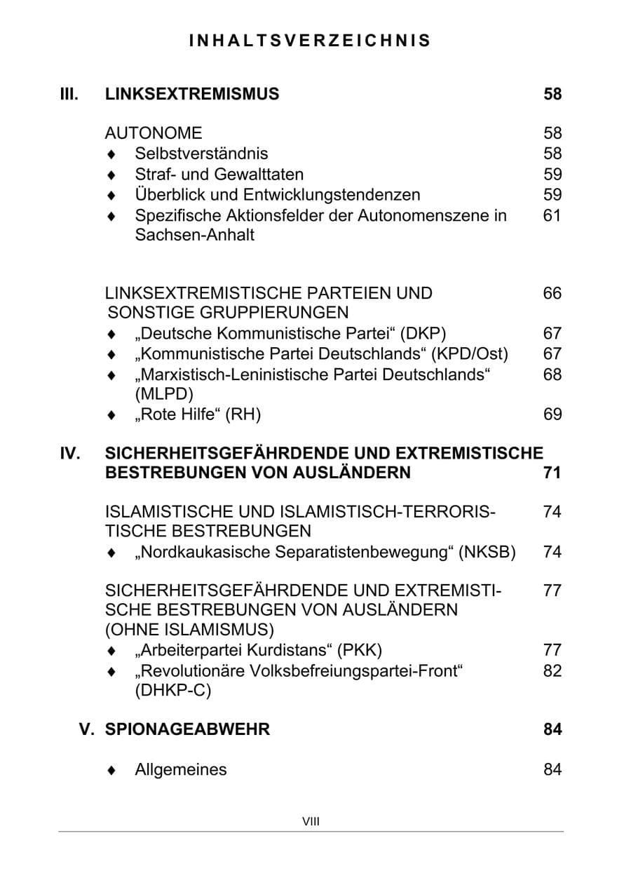 Seite 8 des Verfassungsschutzbericht 2011 Sachsen-Anhalt