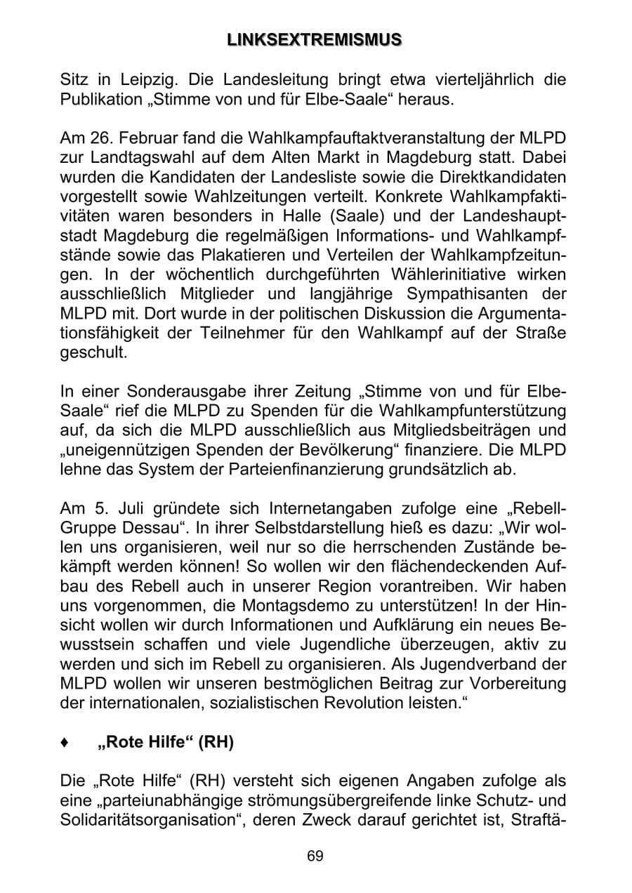 Seite 78 des Verfassungsschutzbericht 2011 Sachsen-Anhalt