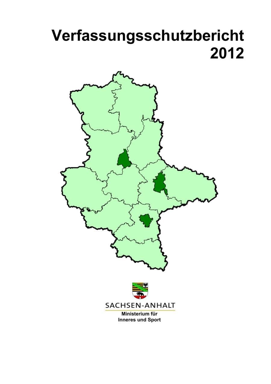 Seite 1 des Verfassungsschutzbericht 2012 Sachsen-Anhalt