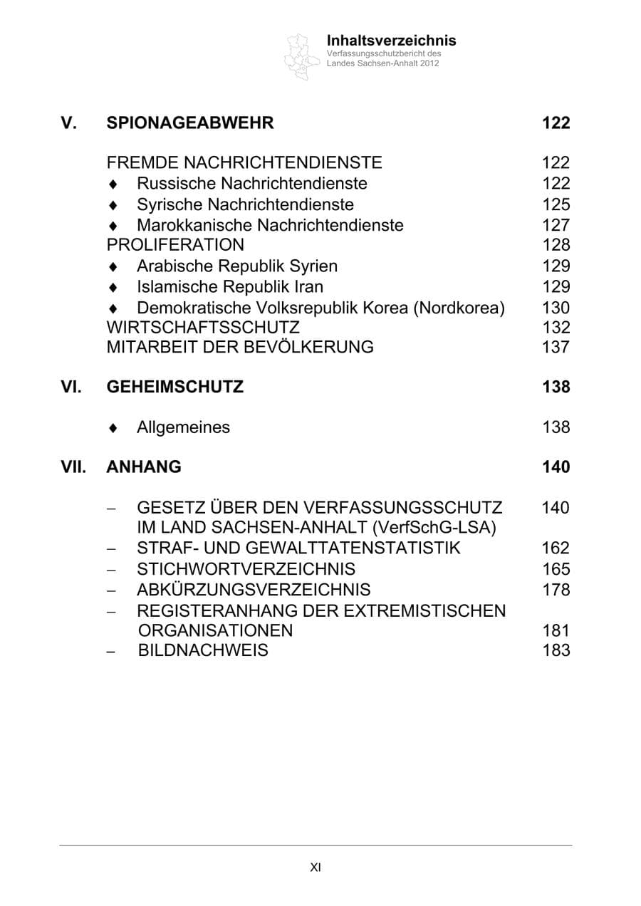 Seite 11 des Verfassungsschutzbericht 2012 Sachsen-Anhalt