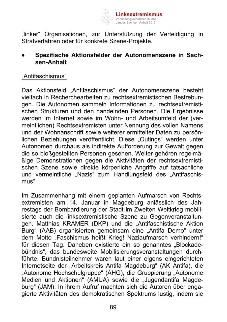 Seite 101 des Verfassungsschutzbericht 2012 Sachsen-Anhalt