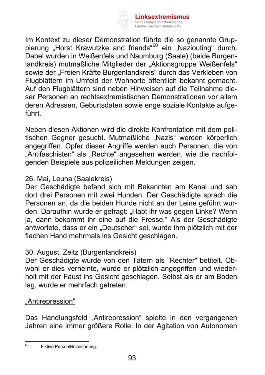 Seite 105 des Verfassungsschutzbericht 2012 Sachsen-Anhalt