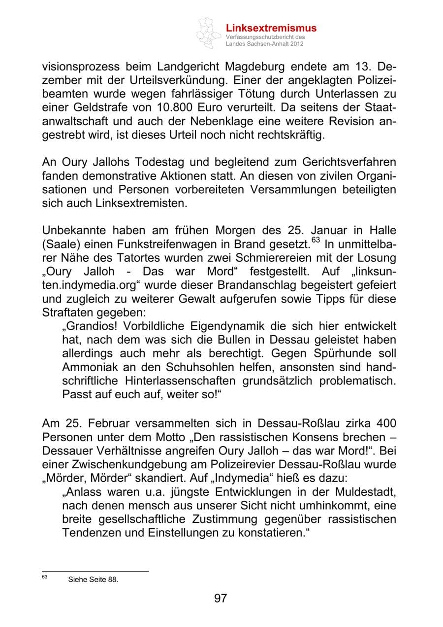 Seite 109 des Verfassungsschutzbericht 2012 Sachsen-Anhalt