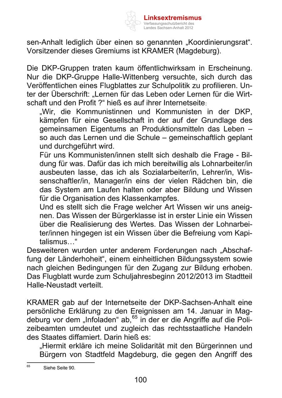 Seite 112 des Verfassungsschutzbericht 2012 Sachsen-Anhalt