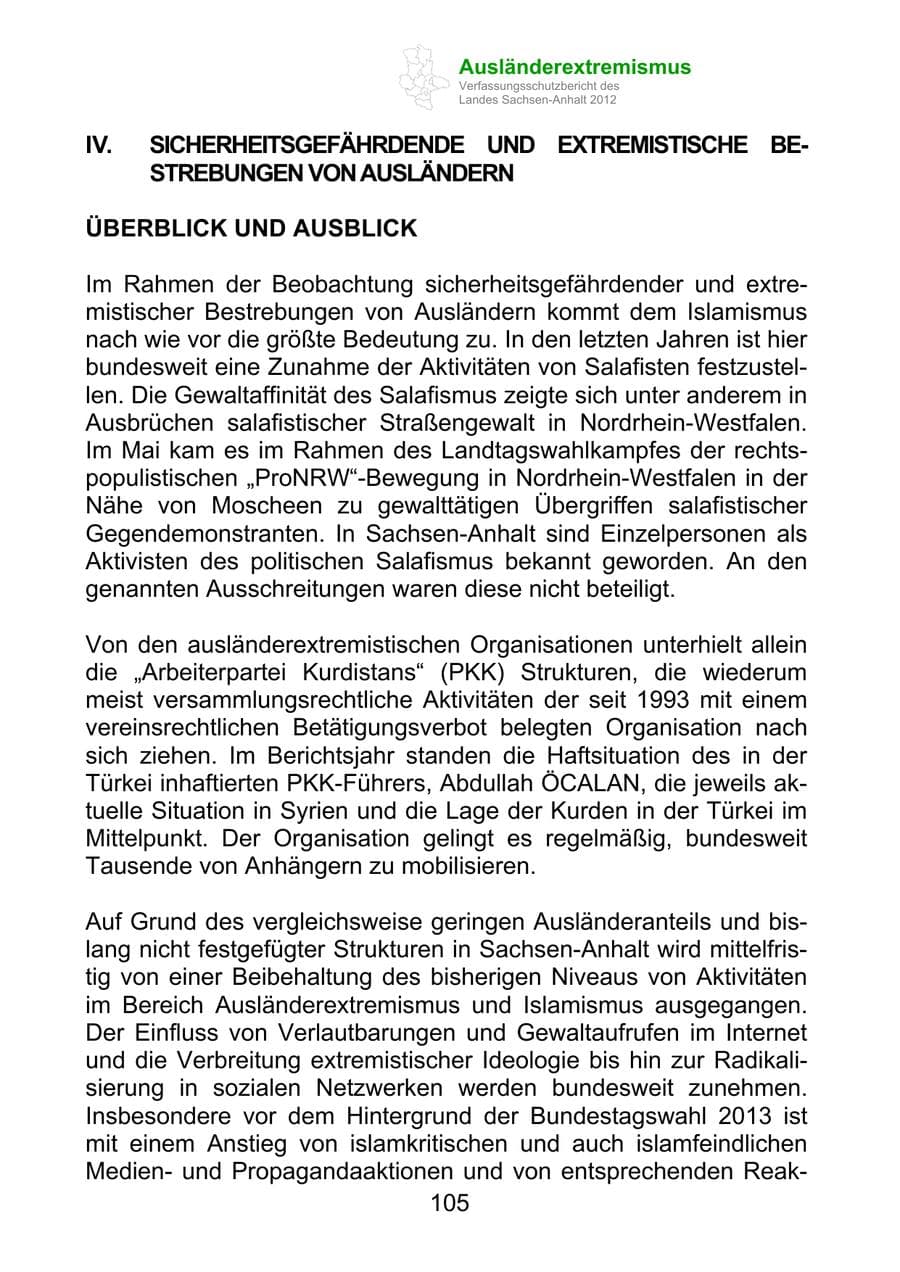 Seite 117 des Verfassungsschutzbericht 2012 Sachsen-Anhalt