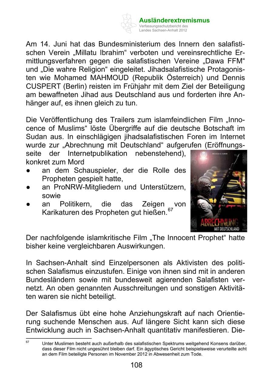 Seite 120 des Verfassungsschutzbericht 2012 Sachsen-Anhalt