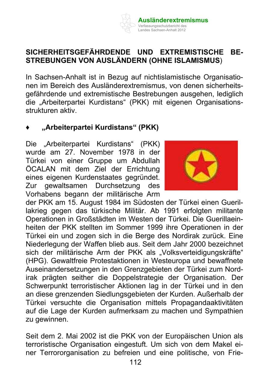 Seite 124 des Verfassungsschutzbericht 2012 Sachsen-Anhalt