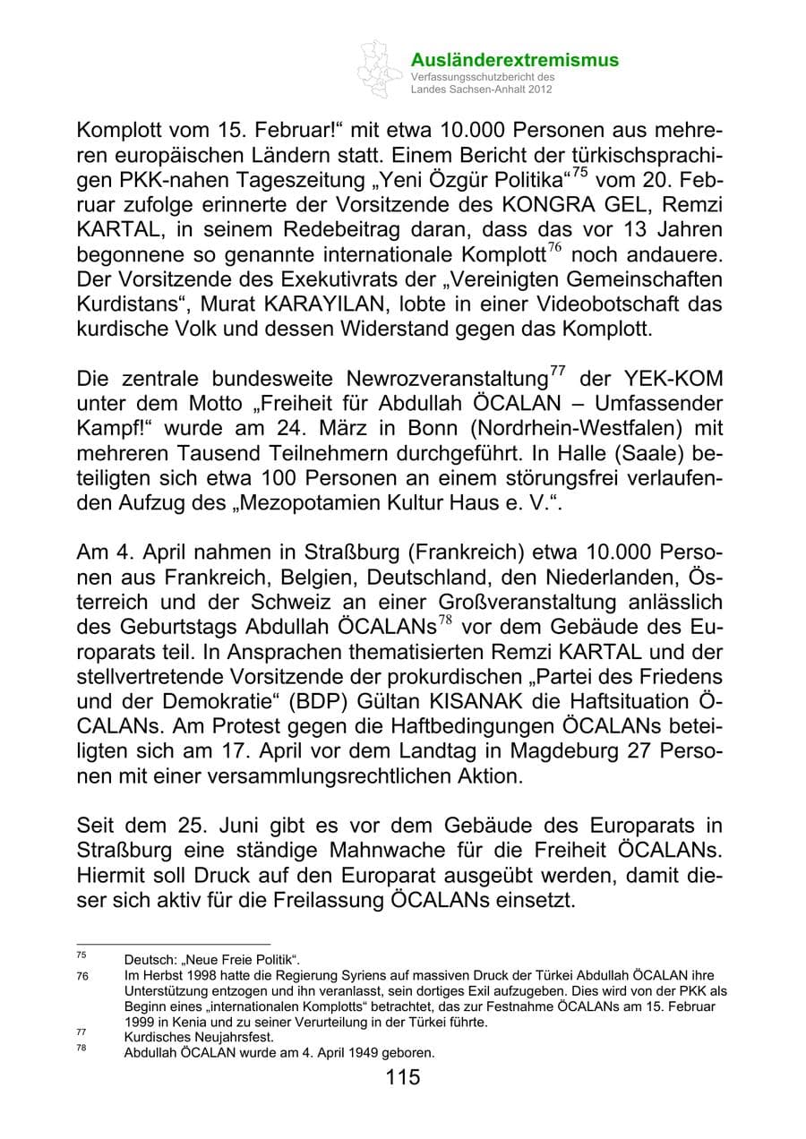 Seite 127 des Verfassungsschutzbericht 2012 Sachsen-Anhalt