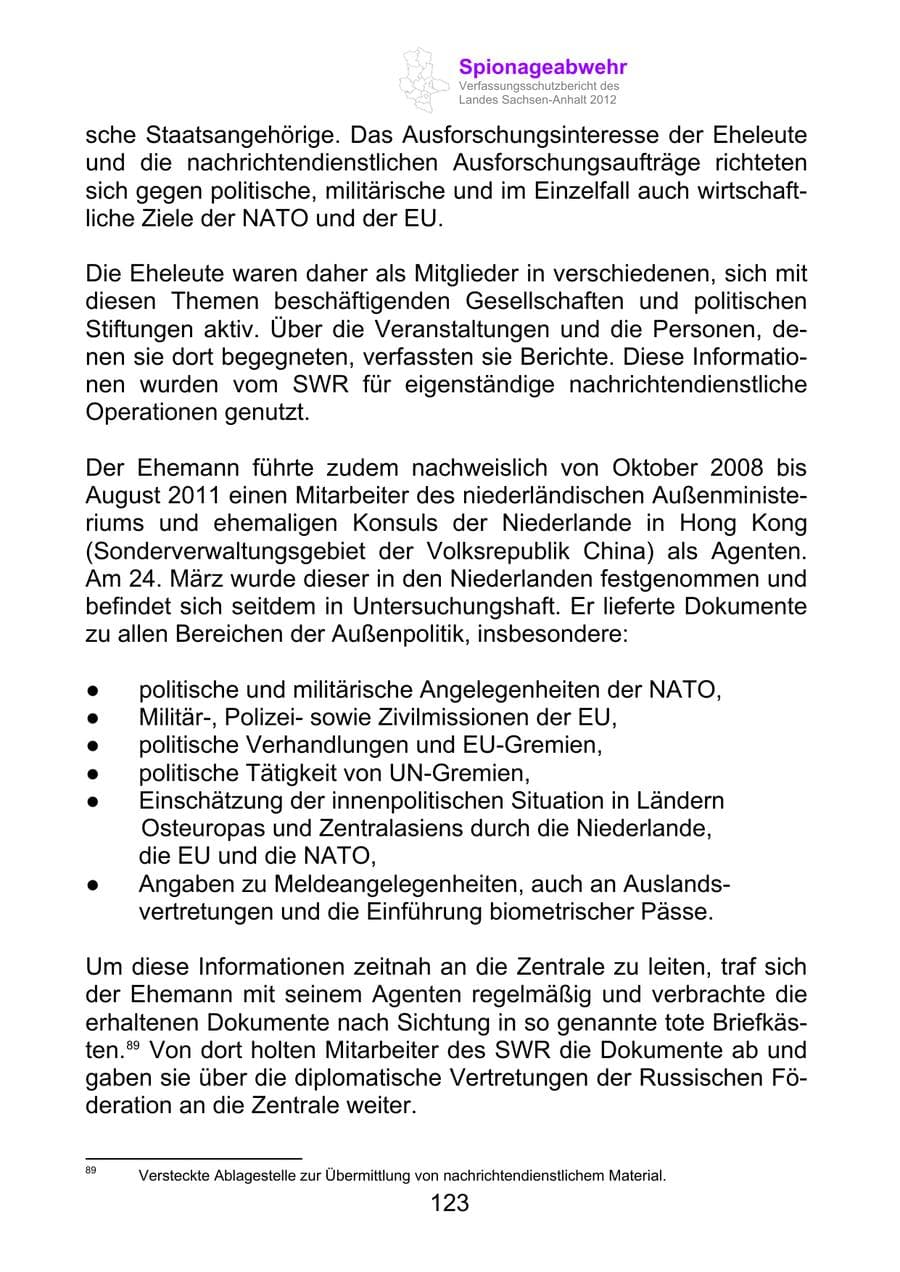 Seite 135 des Verfassungsschutzbericht 2012 Sachsen-Anhalt
