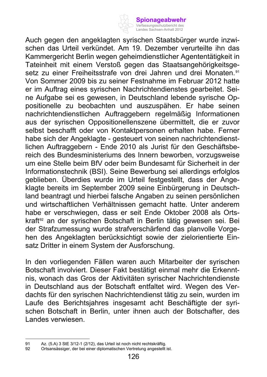 Seite 138 des Verfassungsschutzbericht 2012 Sachsen-Anhalt