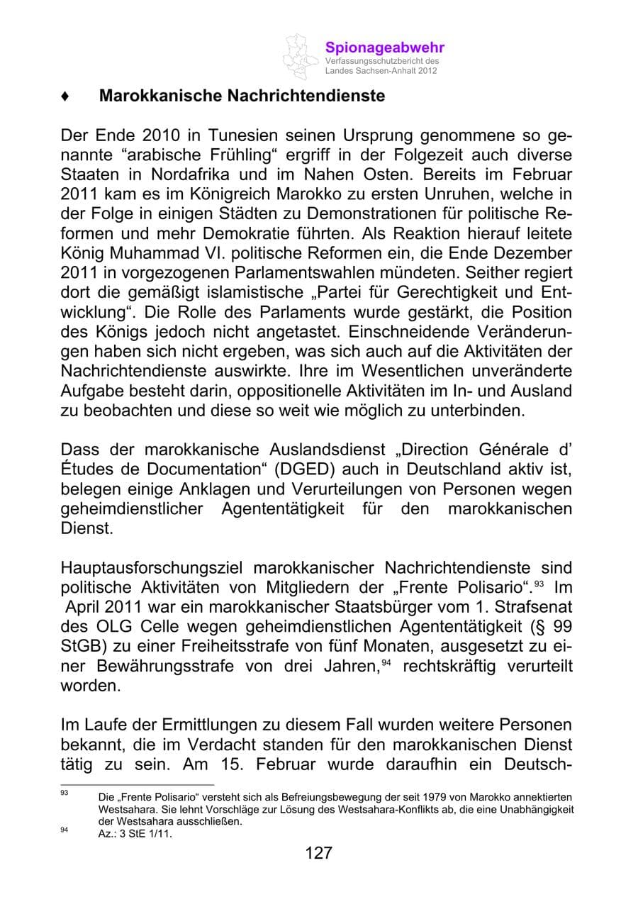 Seite 139 des Verfassungsschutzbericht 2012 Sachsen-Anhalt