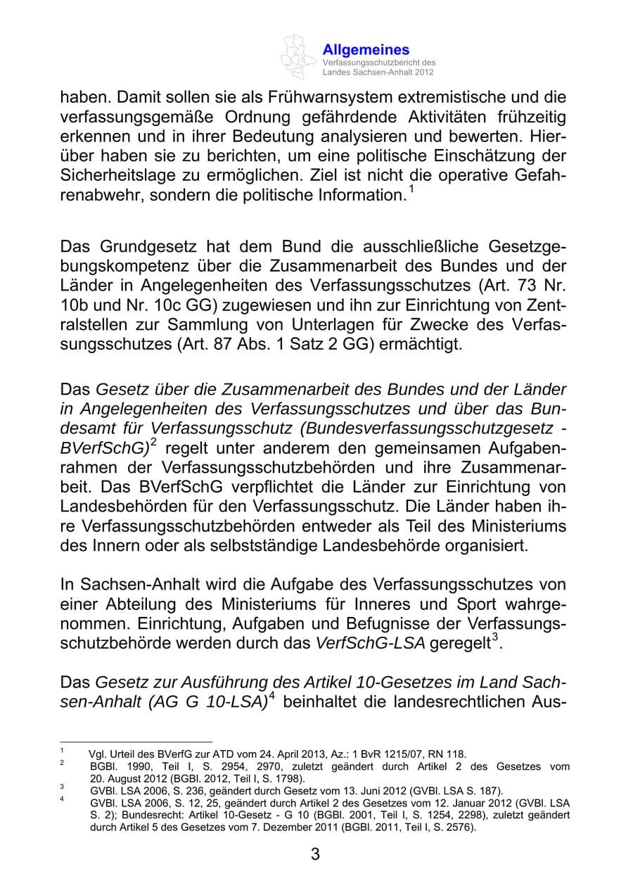 Seite 15 des Verfassungsschutzbericht 2012 Sachsen-Anhalt