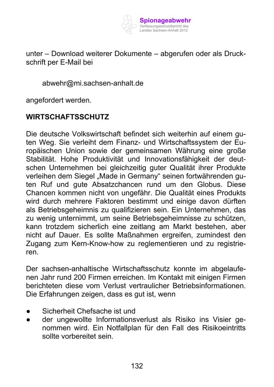 Seite 144 des Verfassungsschutzbericht 2012 Sachsen-Anhalt