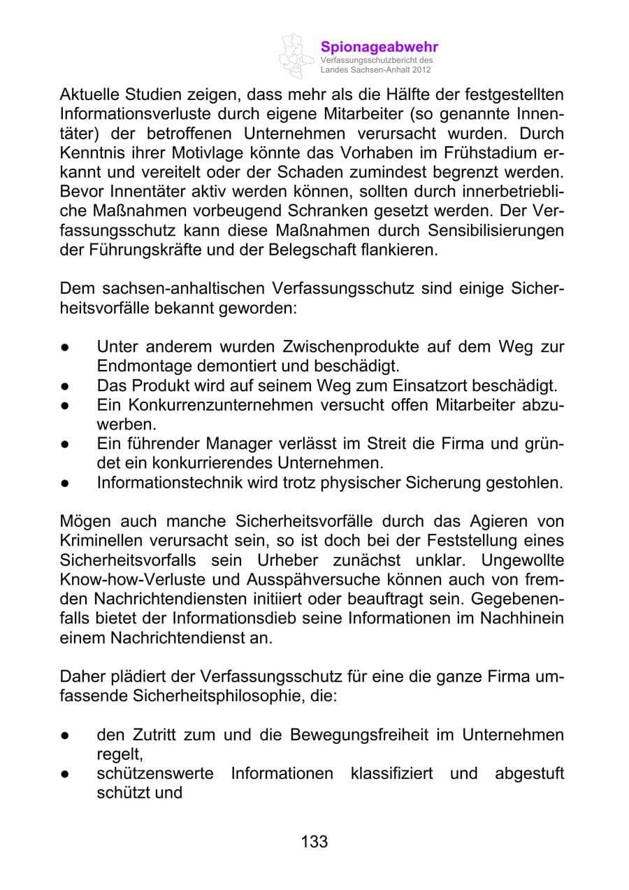 Seite 145 des Verfassungsschutzbericht 2012 Sachsen-Anhalt