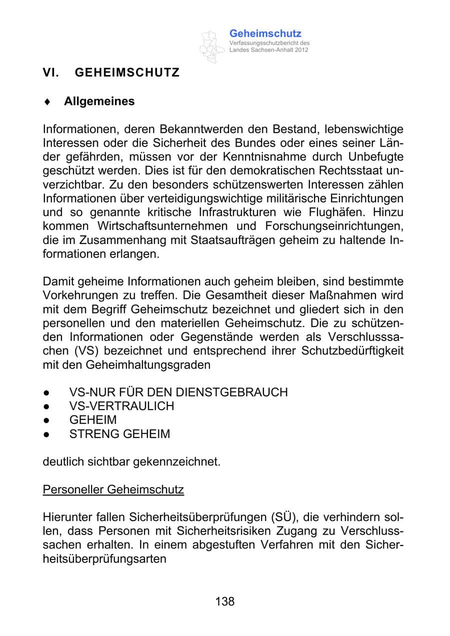 Seite 150 des Verfassungsschutzbericht 2012 Sachsen-Anhalt