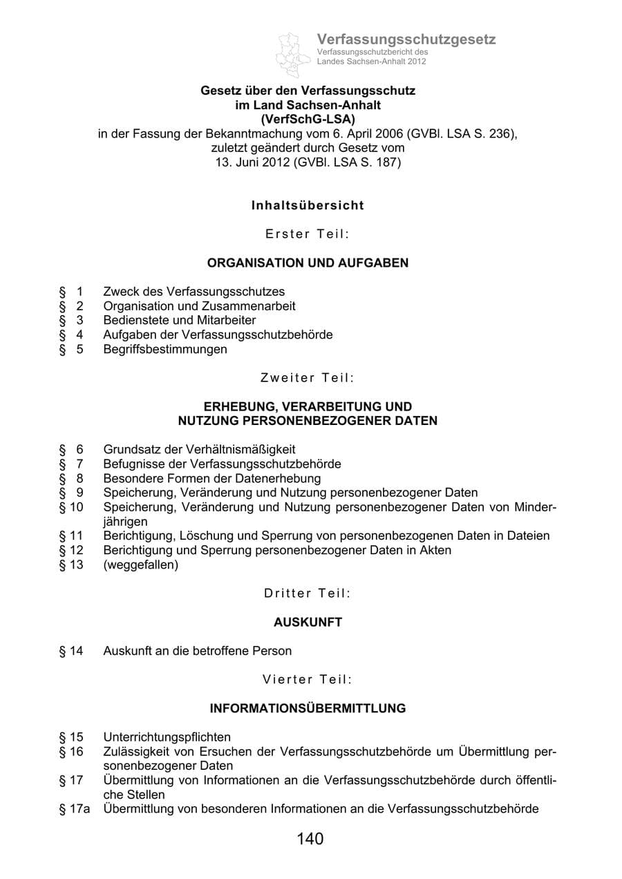 Seite 152 des Verfassungsschutzbericht 2012 Sachsen-Anhalt