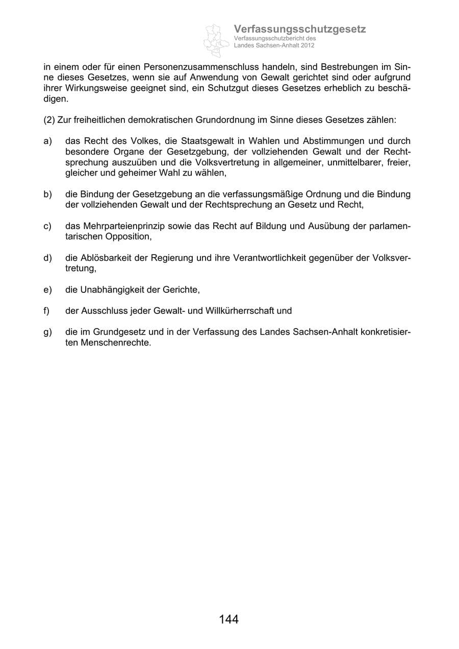 Seite 156 des Verfassungsschutzbericht 2012 Sachsen-Anhalt