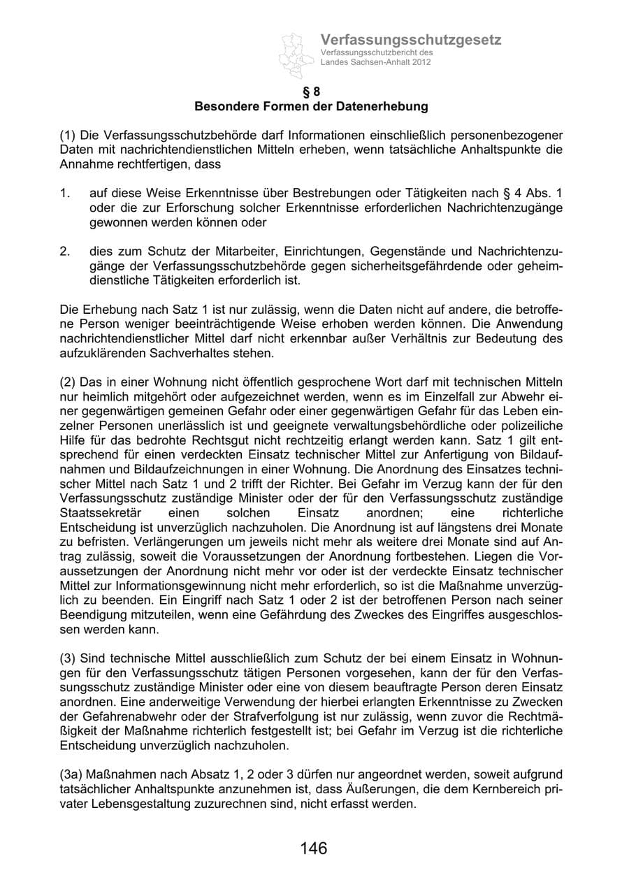 Seite 158 des Verfassungsschutzbericht 2012 Sachsen-Anhalt