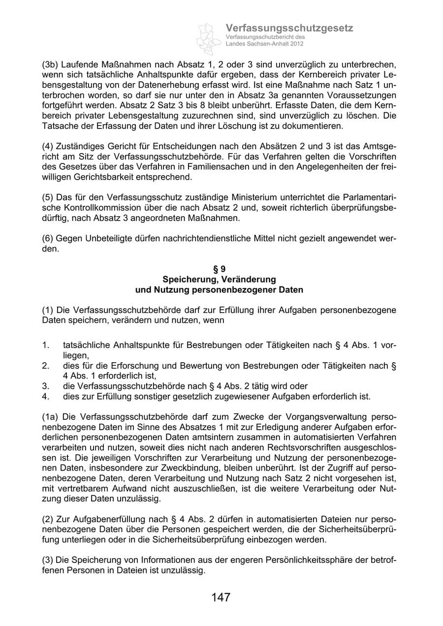Seite 159 des Verfassungsschutzbericht 2012 Sachsen-Anhalt