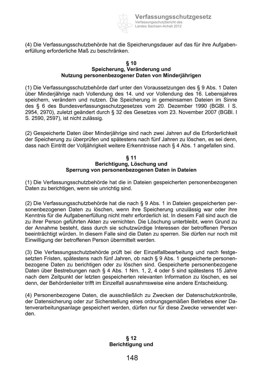 Seite 160 des Verfassungsschutzbericht 2012 Sachsen-Anhalt