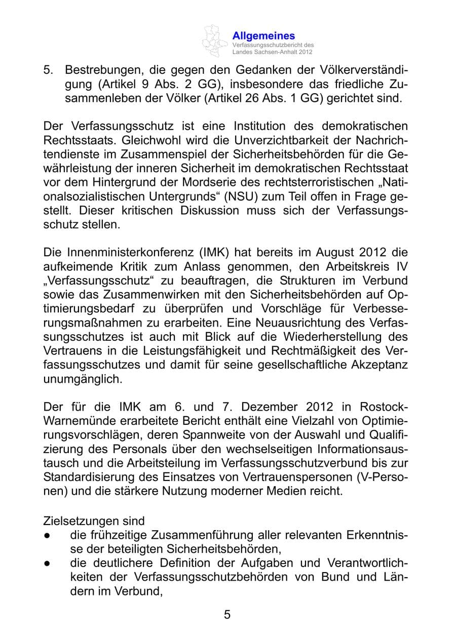 Seite 17 des Verfassungsschutzbericht 2012 Sachsen-Anhalt