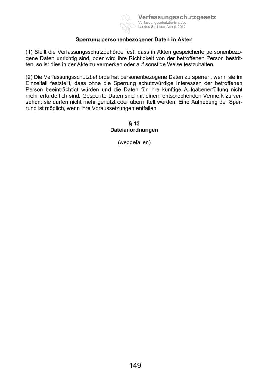 Seite 161 des Verfassungsschutzbericht 2012 Sachsen-Anhalt