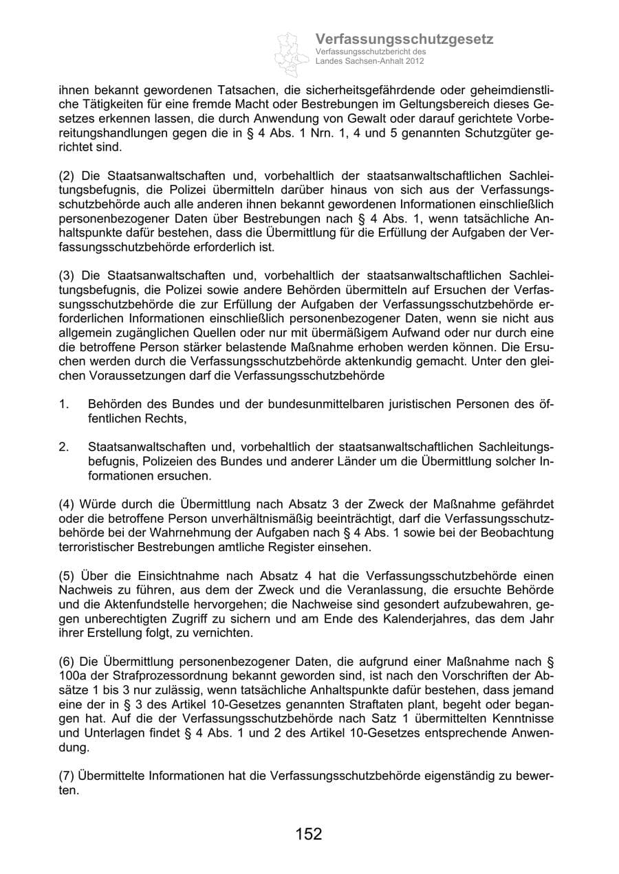 Seite 164 des Verfassungsschutzbericht 2012 Sachsen-Anhalt