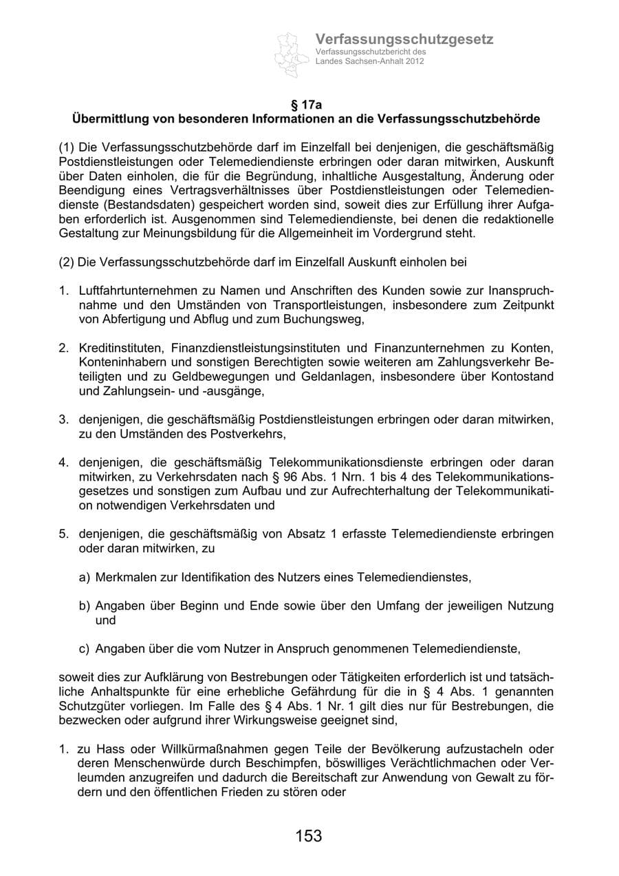 Seite 165 des Verfassungsschutzbericht 2012 Sachsen-Anhalt
