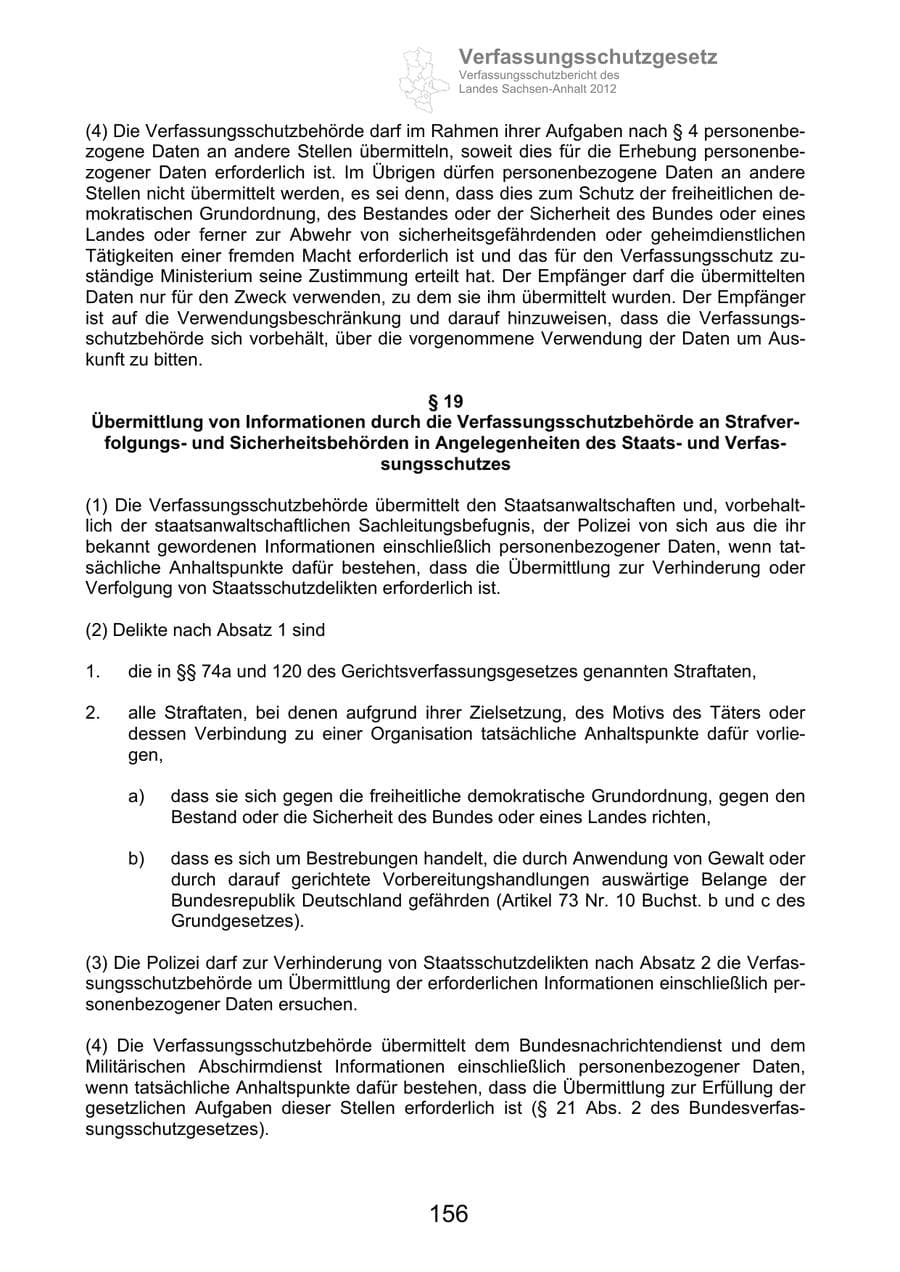 Seite 168 des Verfassungsschutzbericht 2012 Sachsen-Anhalt
