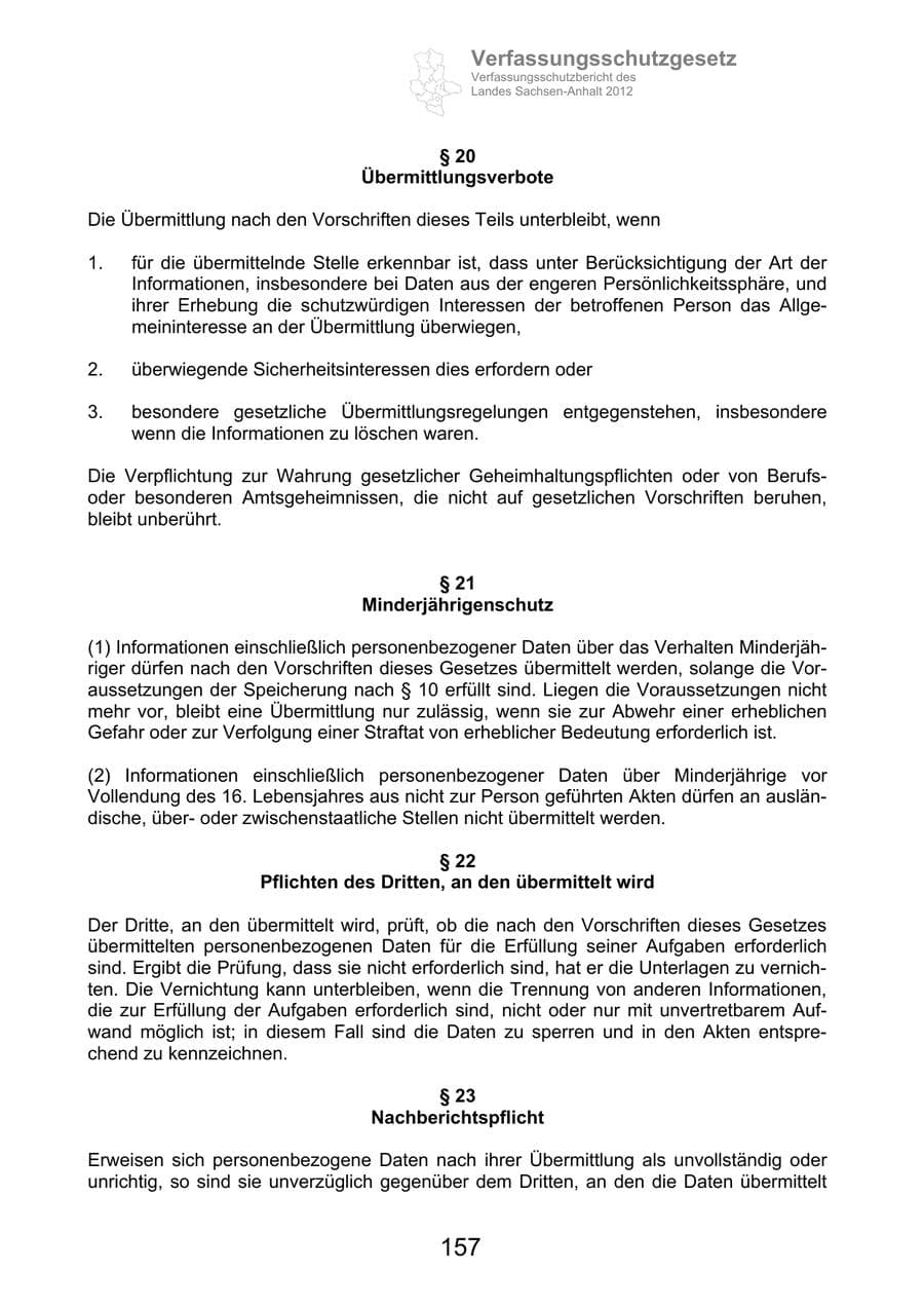 Seite 169 des Verfassungsschutzbericht 2012 Sachsen-Anhalt