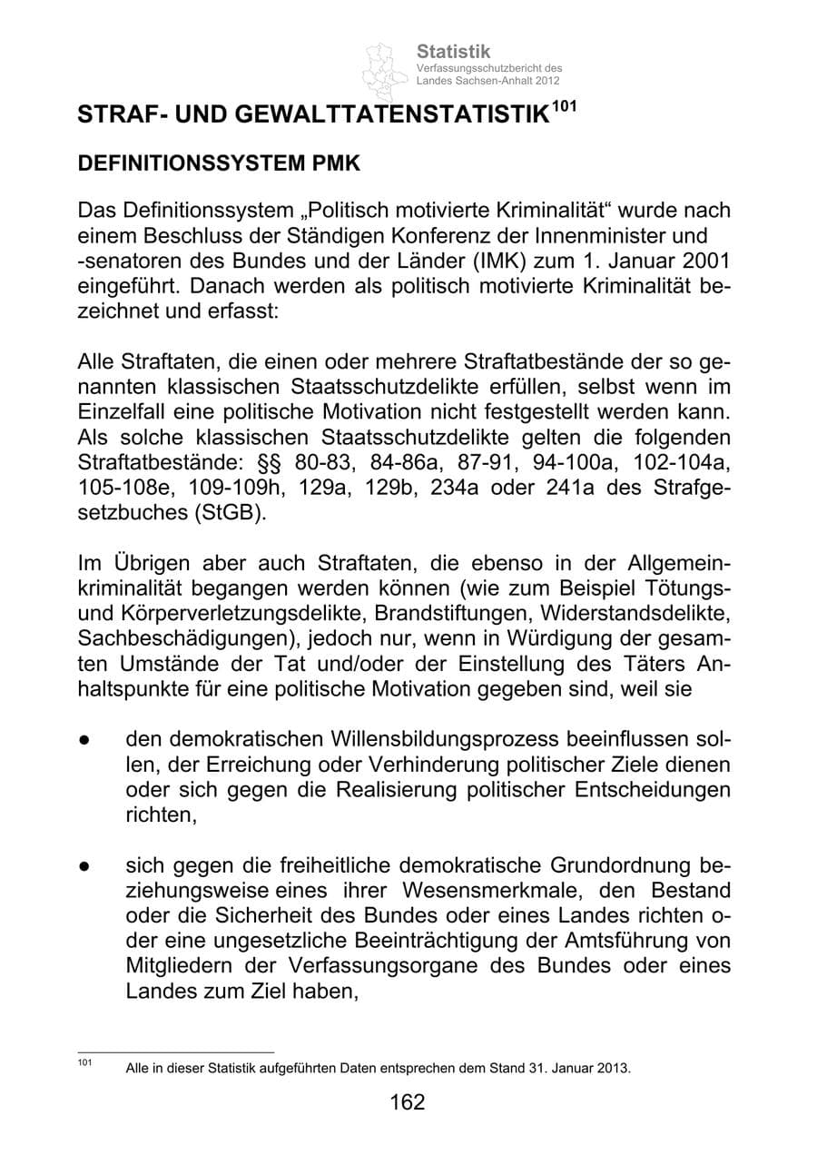 Seite 174 des Verfassungsschutzbericht 2012 Sachsen-Anhalt