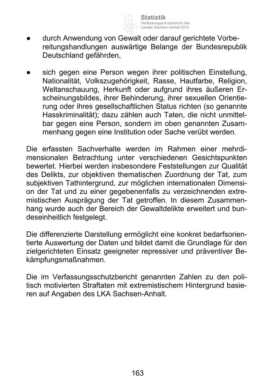 Seite 175 des Verfassungsschutzbericht 2012 Sachsen-Anhalt