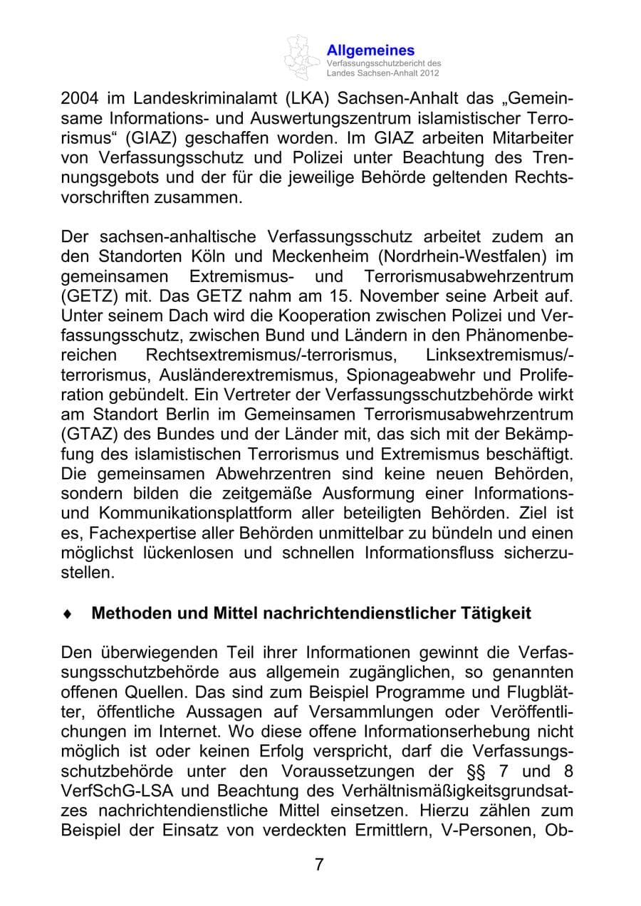 Seite 19 des Verfassungsschutzbericht 2012 Sachsen-Anhalt