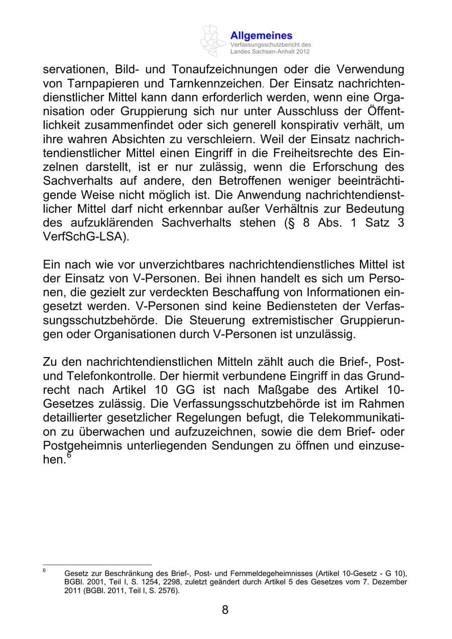 Seite 20 des Verfassungsschutzbericht 2012 Sachsen-Anhalt