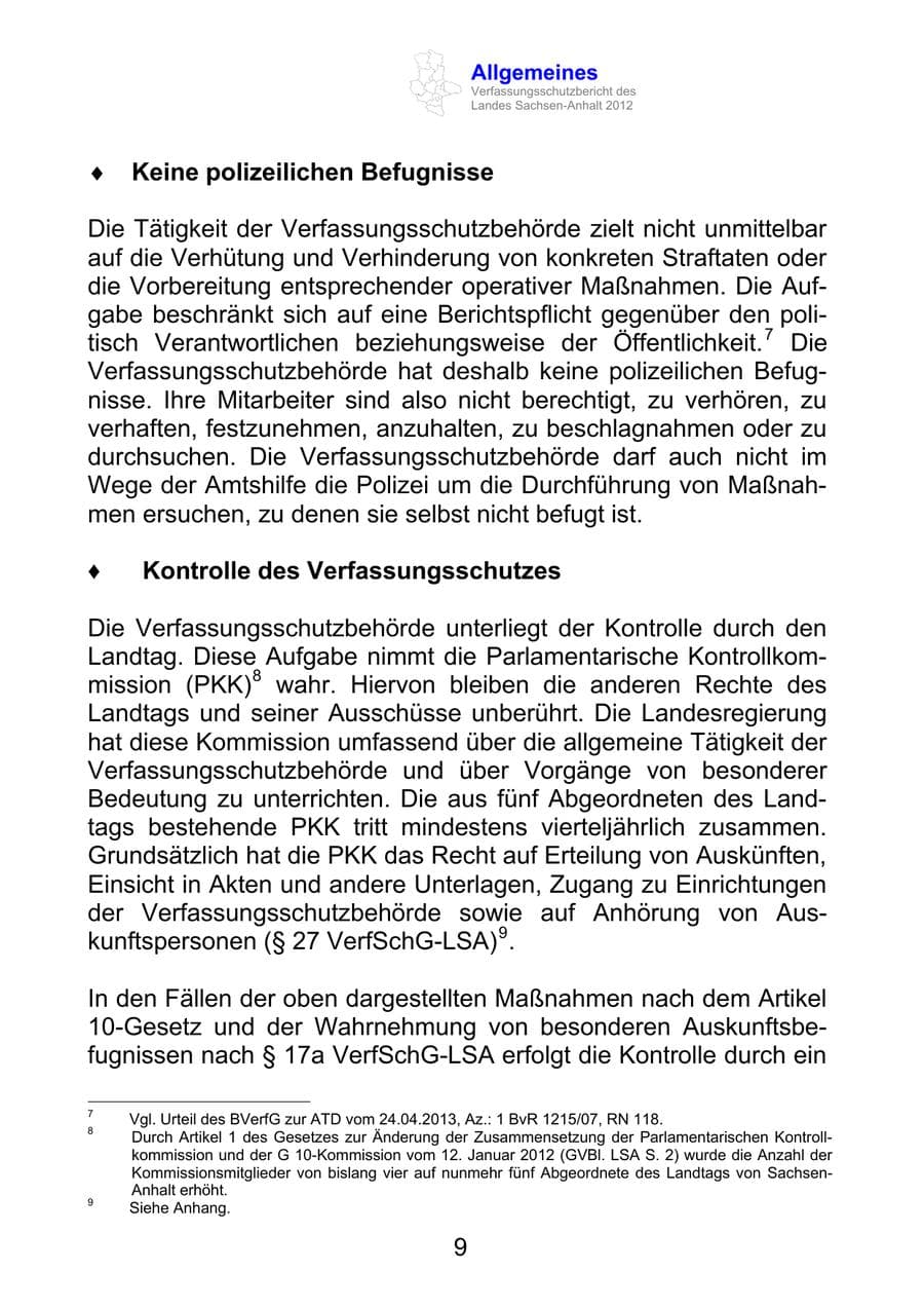 Seite 21 des Verfassungsschutzbericht 2012 Sachsen-Anhalt
