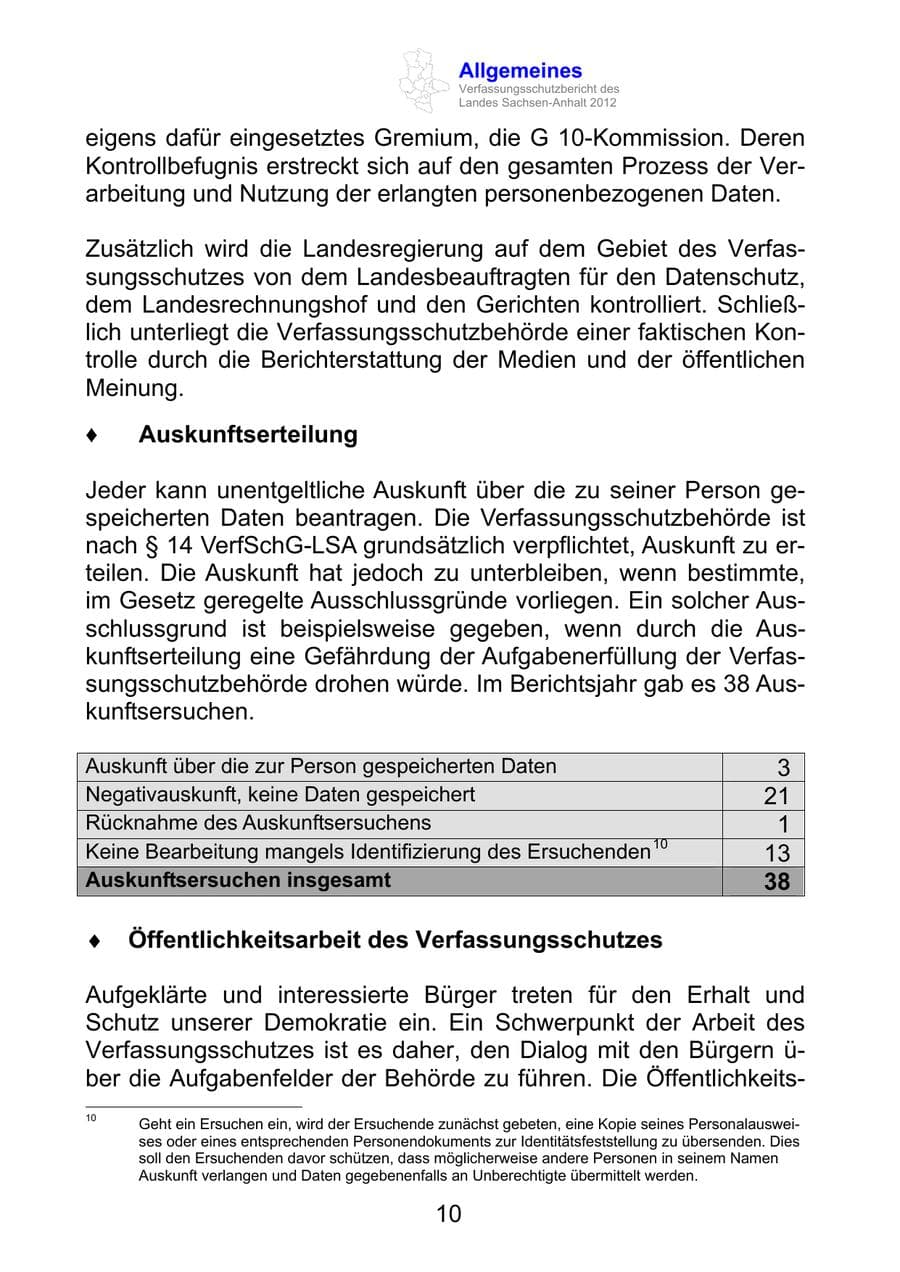 Seite 22 des Verfassungsschutzbericht 2012 Sachsen-Anhalt