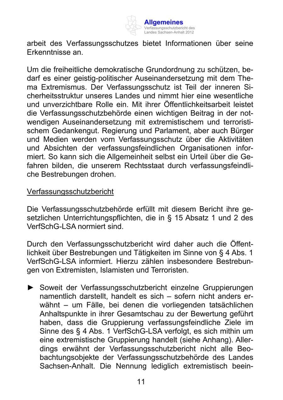 Seite 23 des Verfassungsschutzbericht 2012 Sachsen-Anhalt