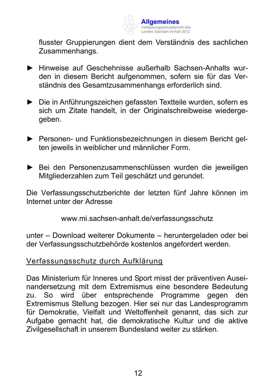 Seite 24 des Verfassungsschutzbericht 2012 Sachsen-Anhalt