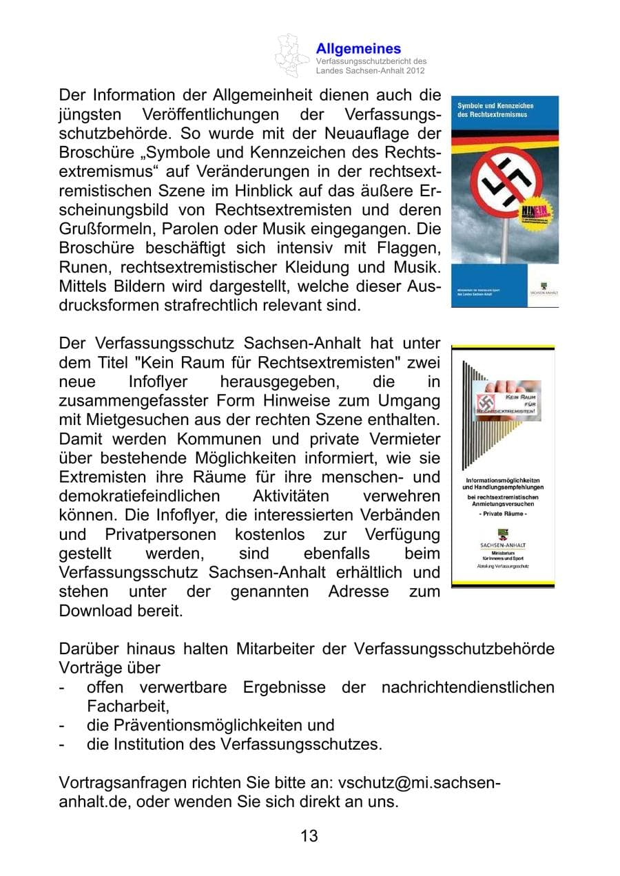 Seite 25 des Verfassungsschutzbericht 2012 Sachsen-Anhalt