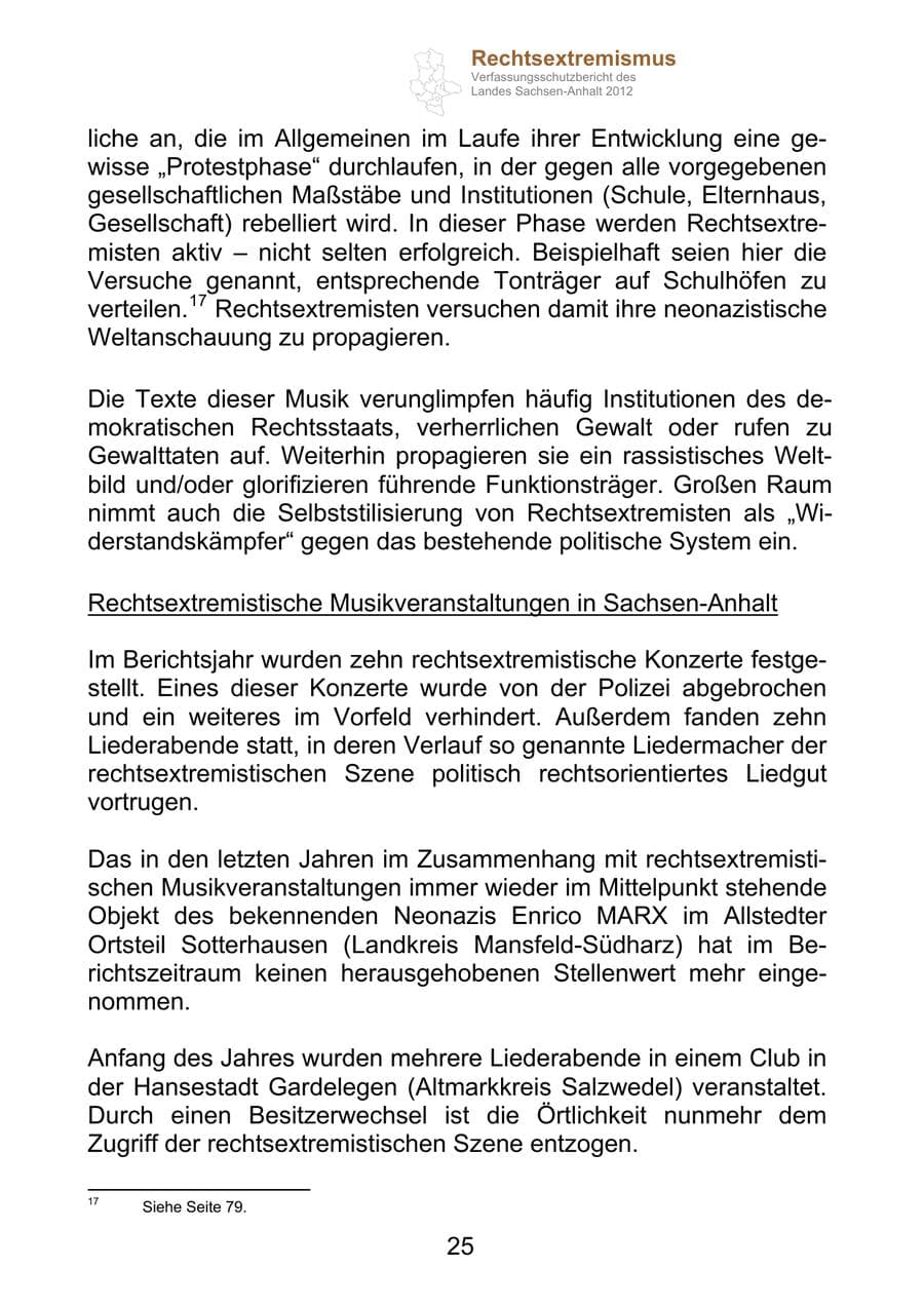 Seite 37 des Verfassungsschutzbericht 2012 Sachsen-Anhalt