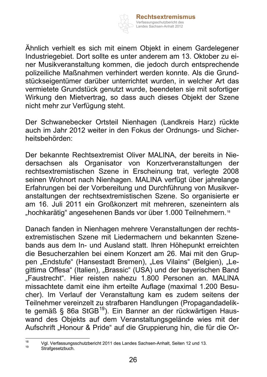 Seite 38 des Verfassungsschutzbericht 2012 Sachsen-Anhalt