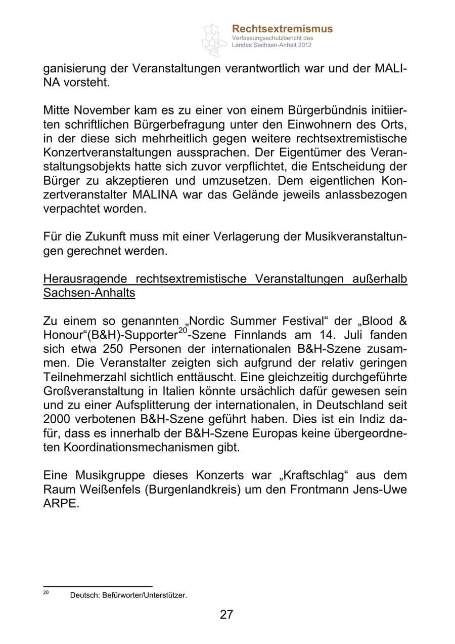 Seite 39 des Verfassungsschutzbericht 2012 Sachsen-Anhalt