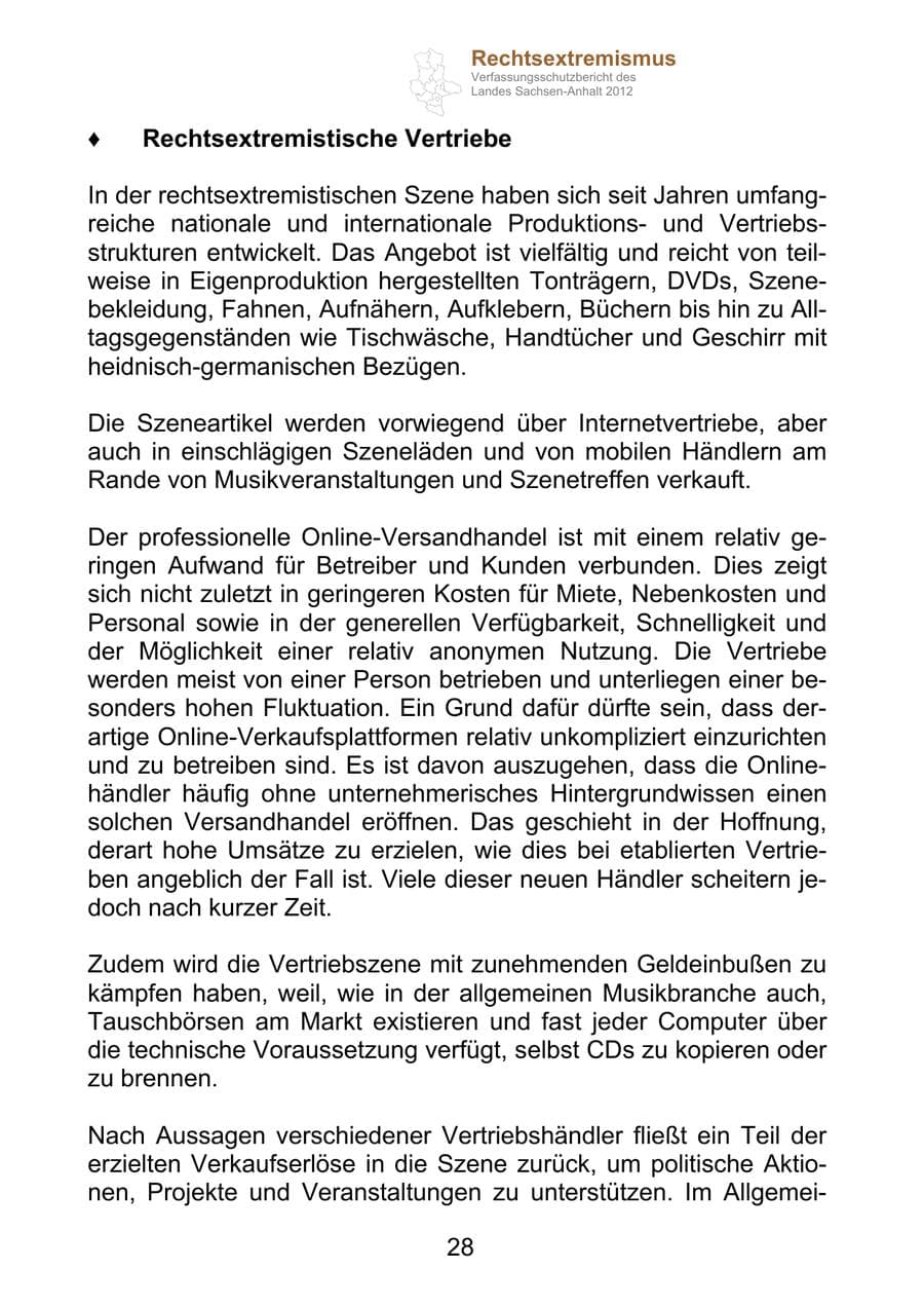 Seite 40 des Verfassungsschutzbericht 2012 Sachsen-Anhalt