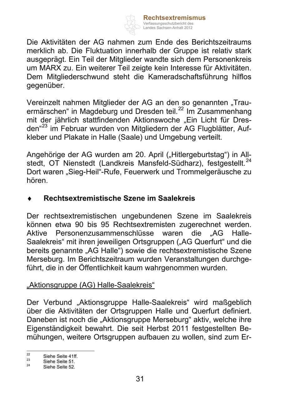 Seite 43 des Verfassungsschutzbericht 2012 Sachsen-Anhalt