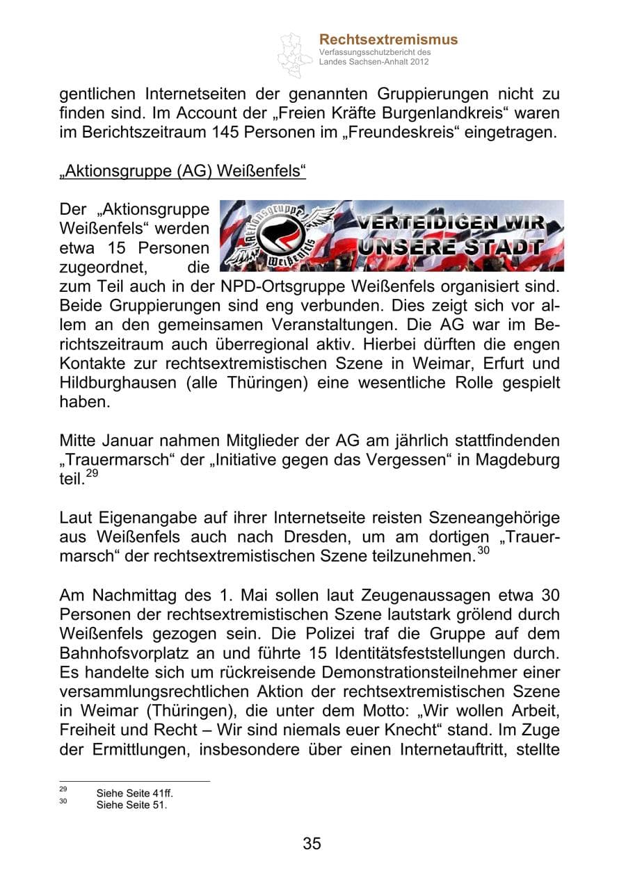 Seite 47 des Verfassungsschutzbericht 2012 Sachsen-Anhalt