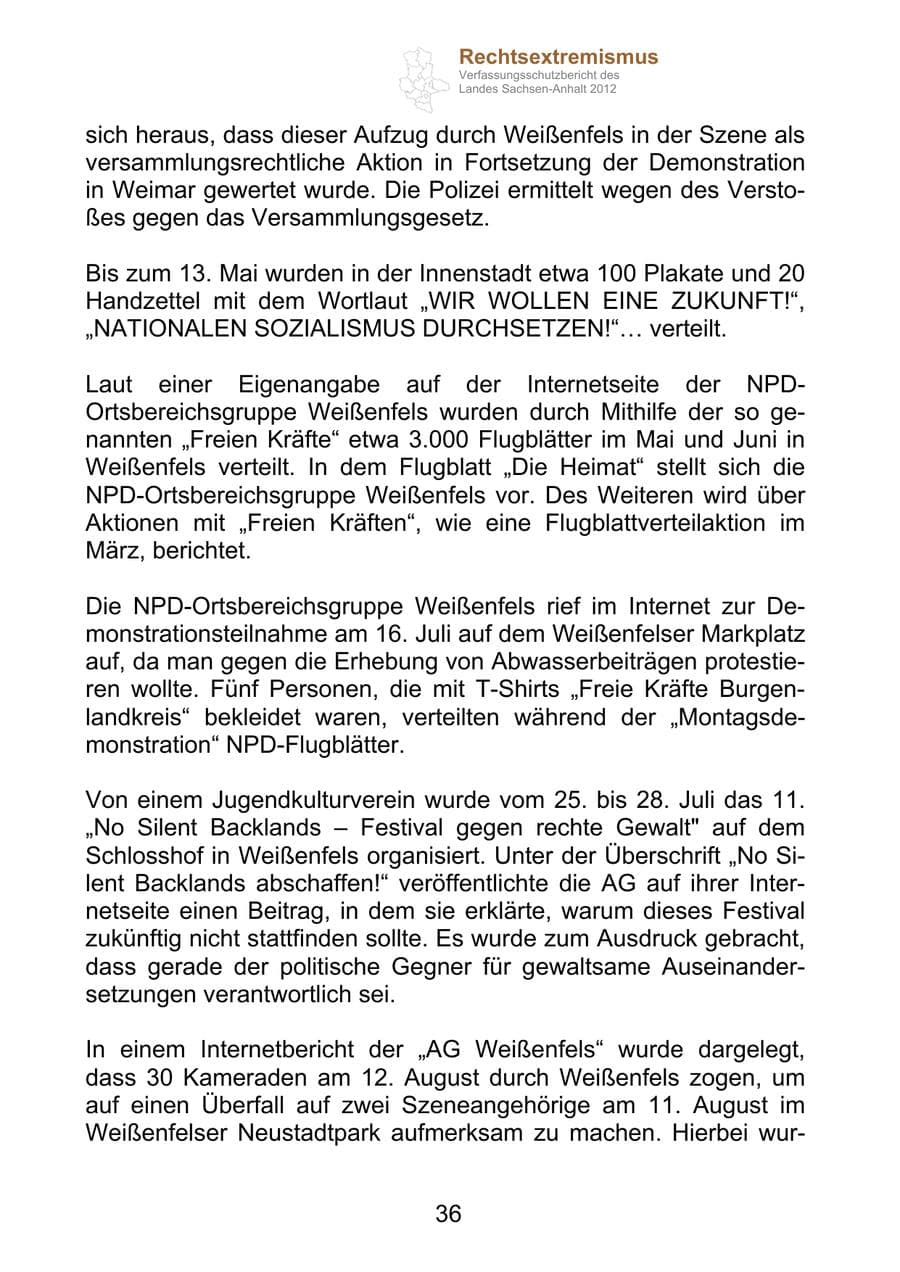 Seite 48 des Verfassungsschutzbericht 2012 Sachsen-Anhalt