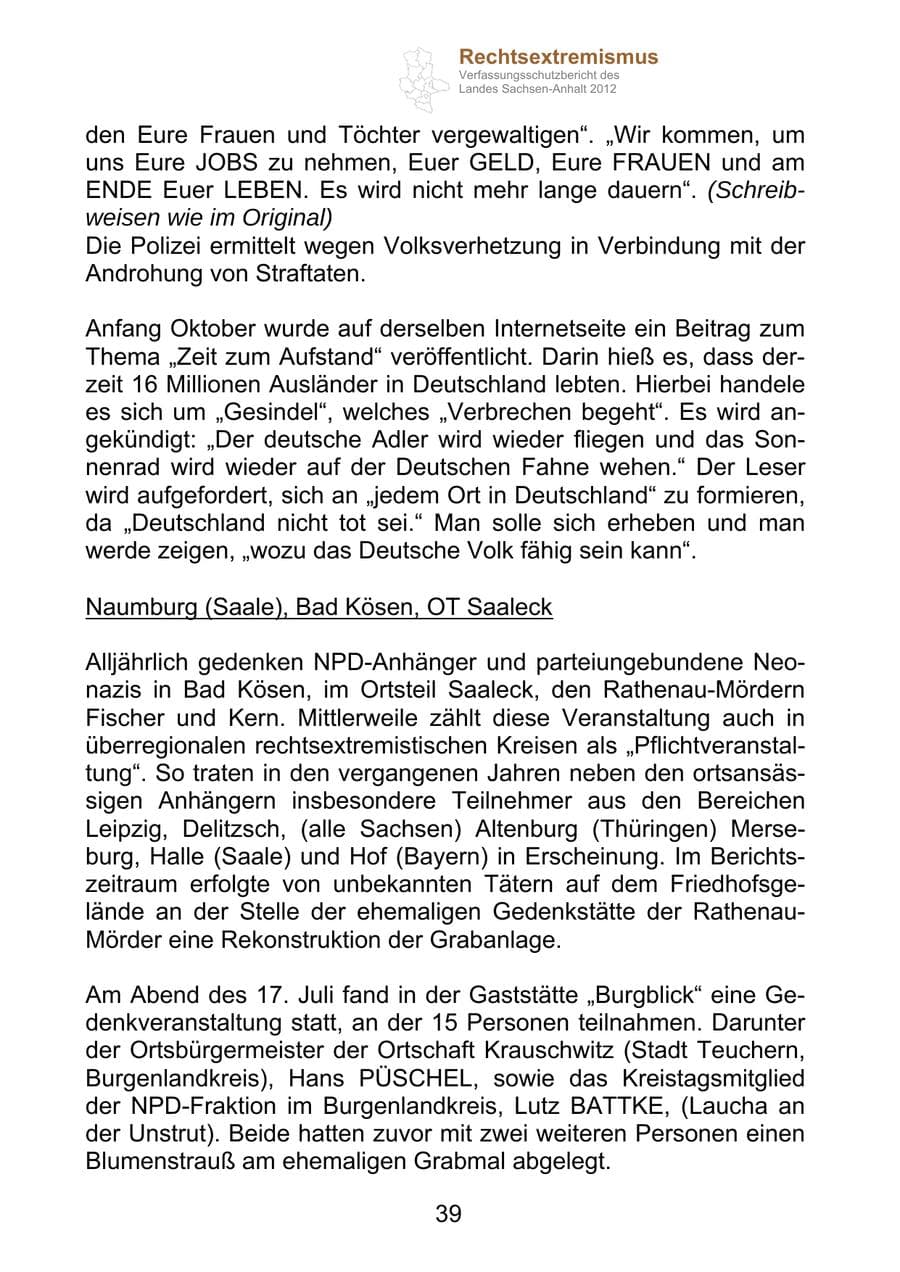Seite 51 des Verfassungsschutzbericht 2012 Sachsen-Anhalt