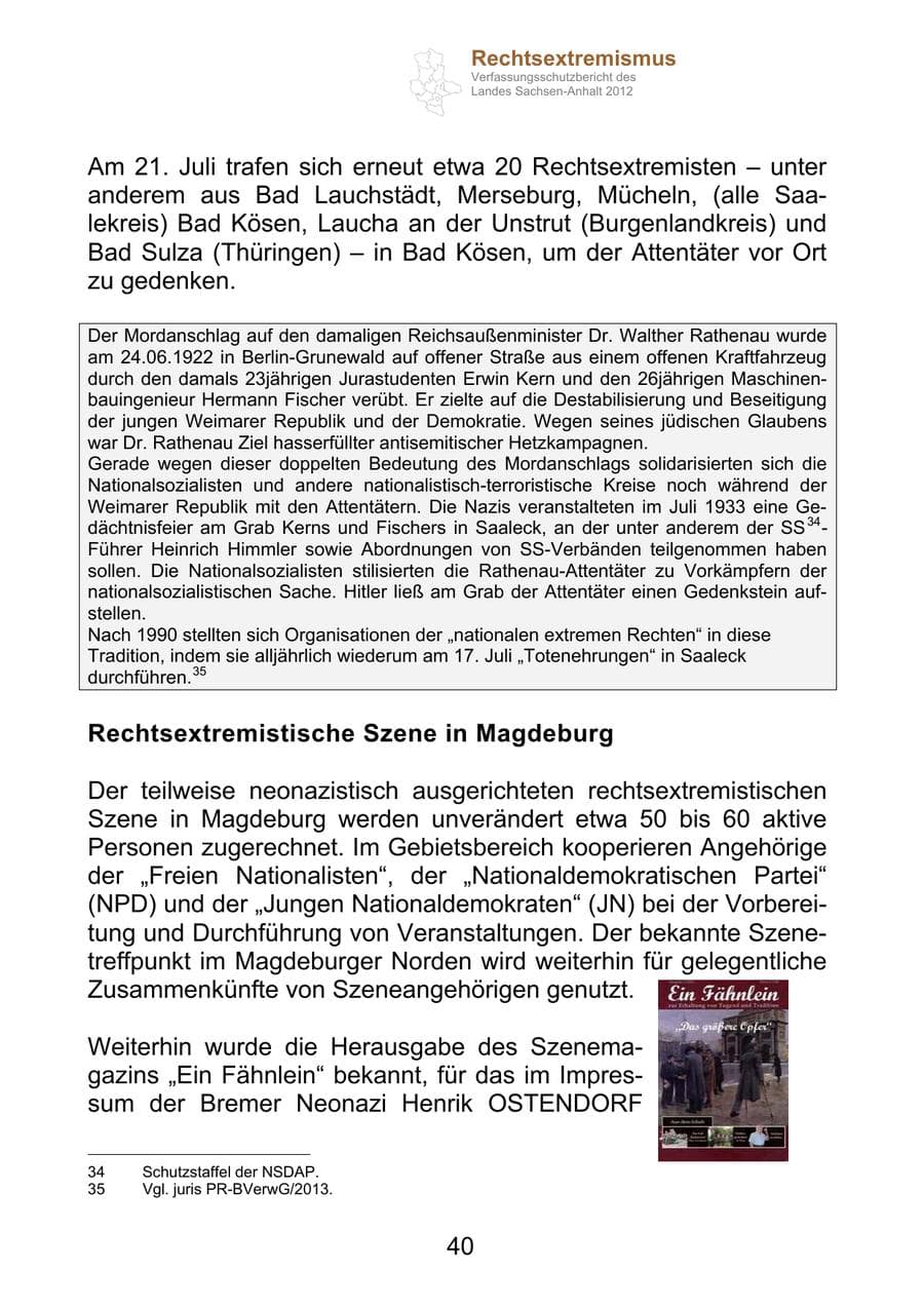 Seite 52 des Verfassungsschutzbericht 2012 Sachsen-Anhalt