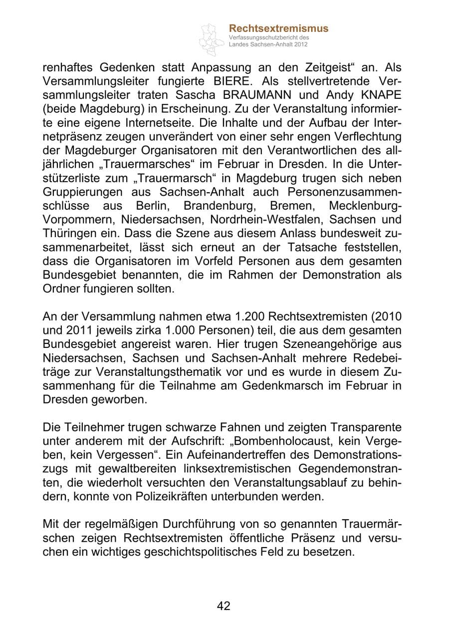 Seite 54 des Verfassungsschutzbericht 2012 Sachsen-Anhalt